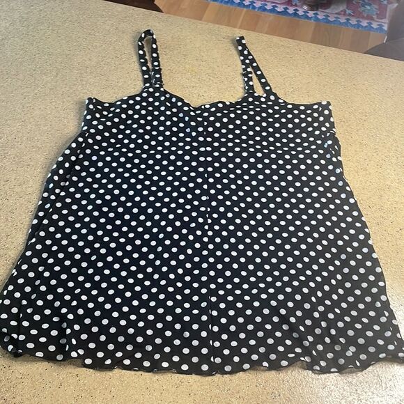 Venezia black white polka dot mesh tank top - Picture 3 of 12